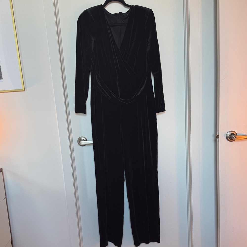 Mango Black Velvet Jumpsuit